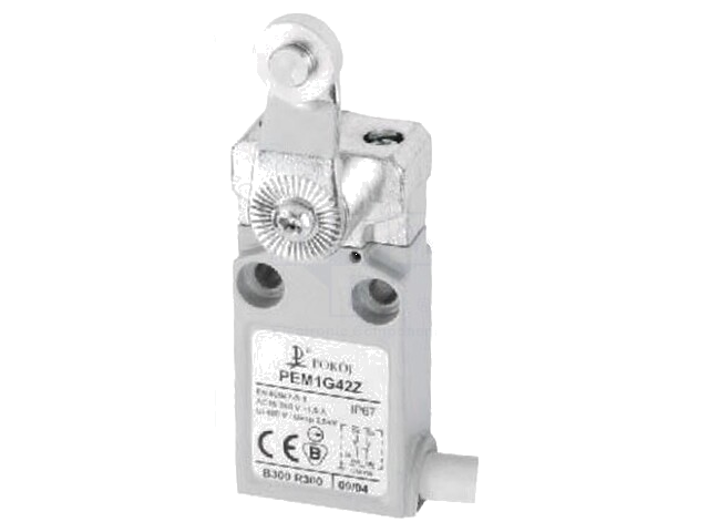 Eindschakelaar; hendel R 27mm, roller van metaal Ø14mm; 5A Eindschakelaar; hendel R 27mm, roller van metaal Ø14mm; 5A